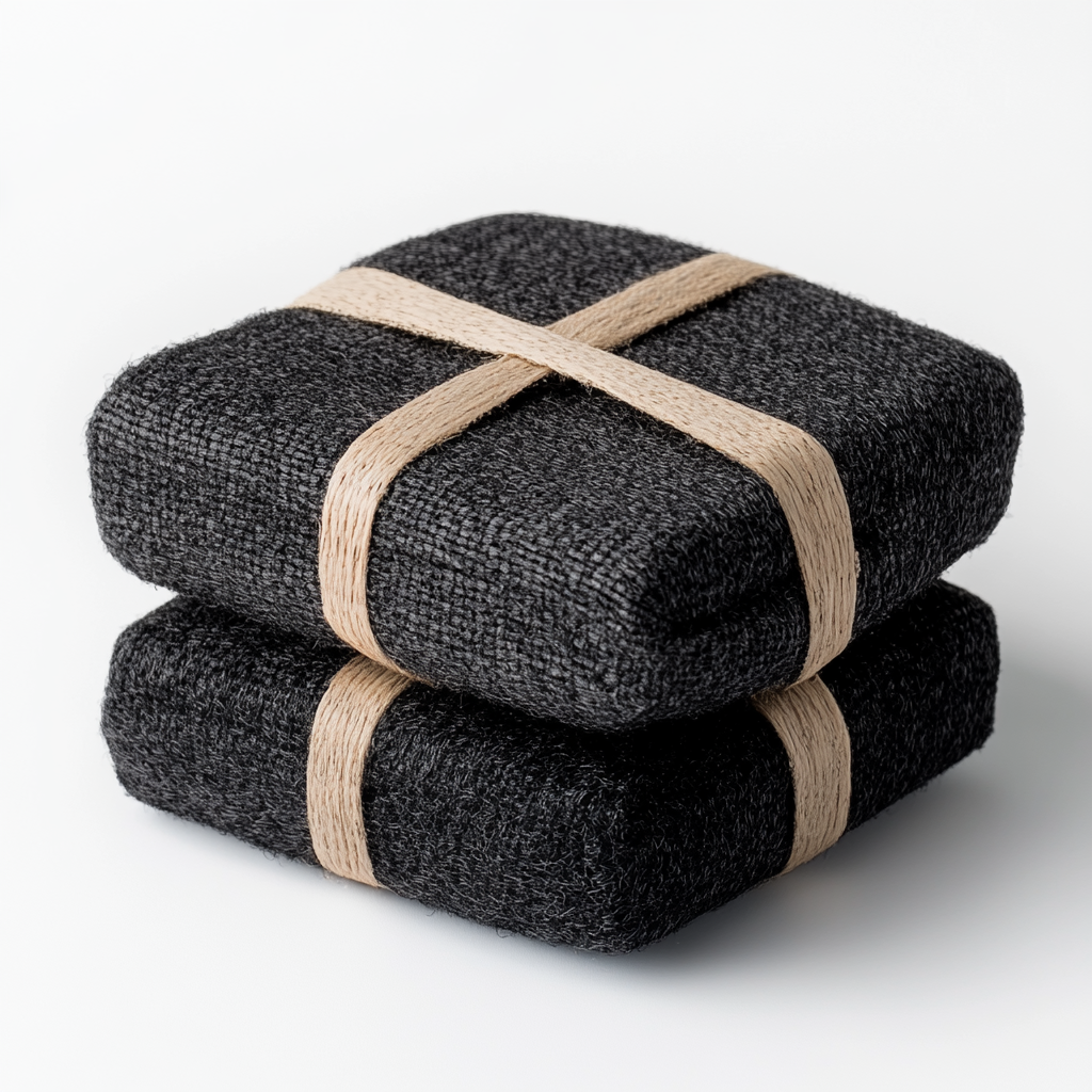 Jablon Activated Bamboo Charcoal Bath Poufs - 3 Pack Odor Resistant Shower Sponges - Deep Cleansing & Exfoliating Undercoat Purifier - Charcoal Black