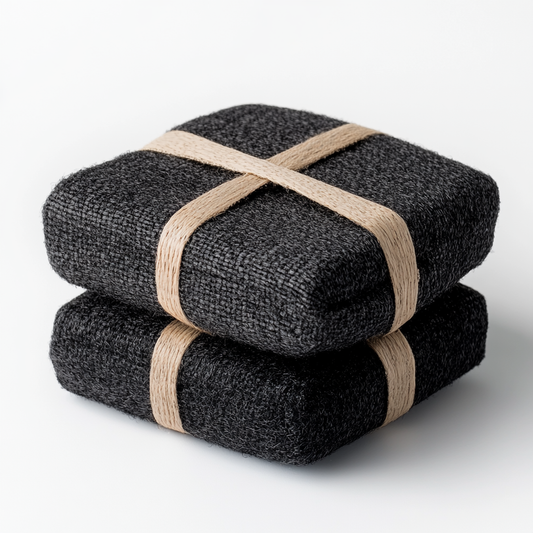 Jablon Activated Bamboo Charcoal Bath Poufs - 3 Pack Odor Resistant Shower Sponges - Deep Cleansing & Exfoliating Undercoat Purifier - Charcoal Black