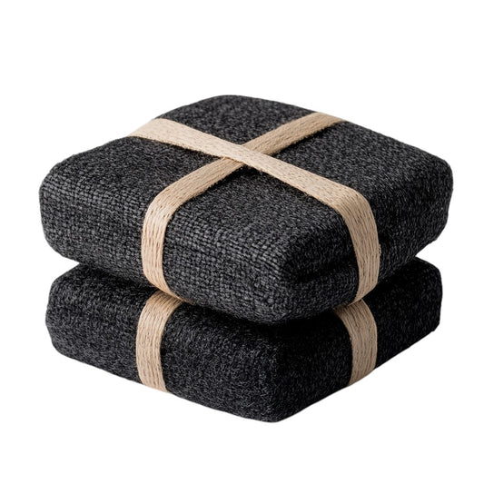 Jablon Activated Bamboo Charcoal Bath Poufs - 3 Pack Odor Resistant Shower Sponges - Deep Cleansing & Exfoliating Undercoat Purifier - Charcoal Black